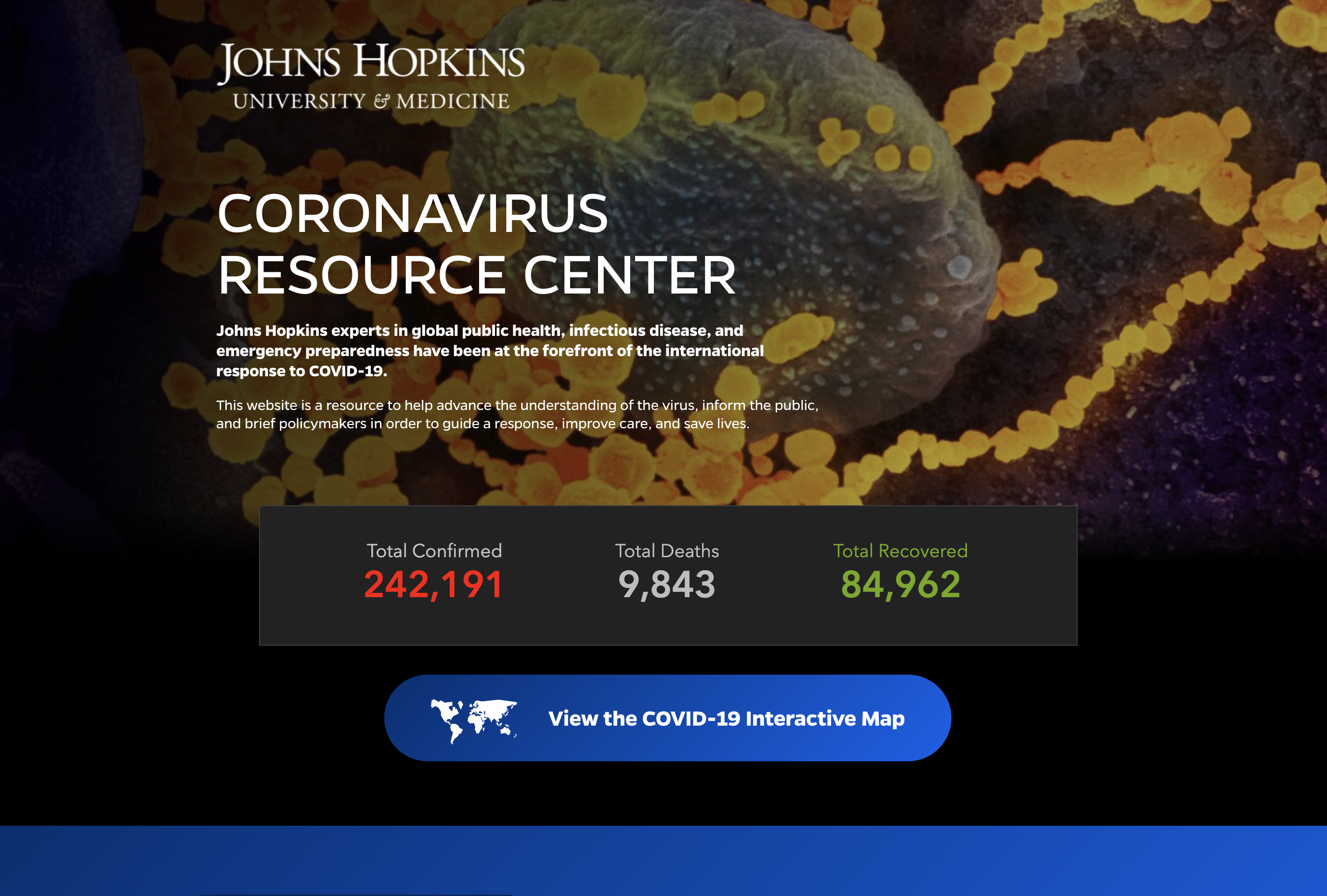 Johns Hopkins on COVID-19 RMTBC Resources